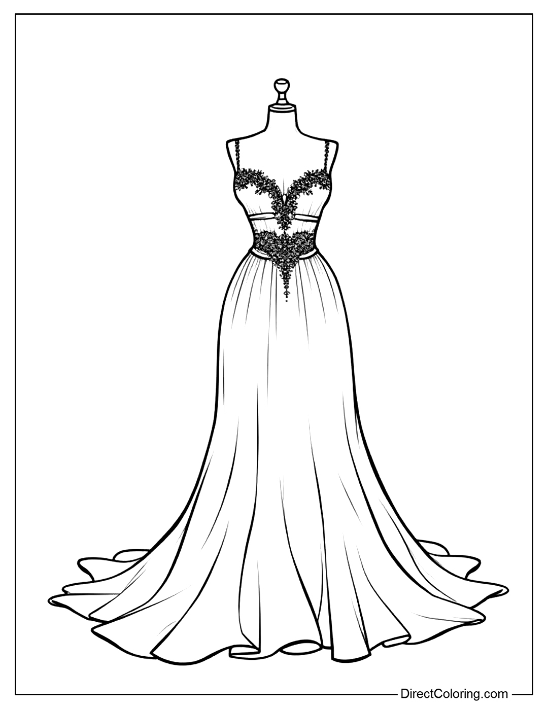 Beautiful Prom Gown Coloring Page
